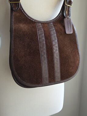 COACH Mocha Pre-Creed Small Ruff-Out Leather Saddle Shoulder Bag #9208 1970's